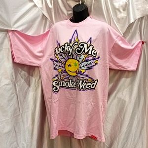 NWOT WEST COAST CURE 420 lucky me I smoke weed shirt pink men's 2XL